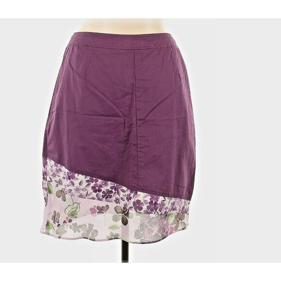 Christopher & Banks Skirt Sz 16 Women Floral Purple Casual Short Cotton Girly - Picture 4 of 6